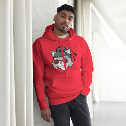 Street Cat Unisex Hoodie featuring cartoon bandana cat graphic – Hipyfi Clothes & Design streetwear. team-red-front
