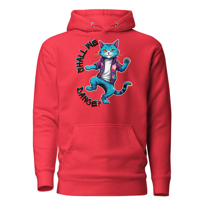 Hipyfi Unisex Premium Hoodie with Vibrant Dance Cat Graphic - Streetwear Style, Soft Cotton Blend, Front Pouch Pocket and Cozy Hood. team-red-front-2