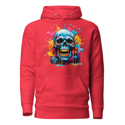 Blue Skull Splash Unisex Streetwear Hoodie by Hipyfi – Digital Art and Graffiti Style. team-red-front-2