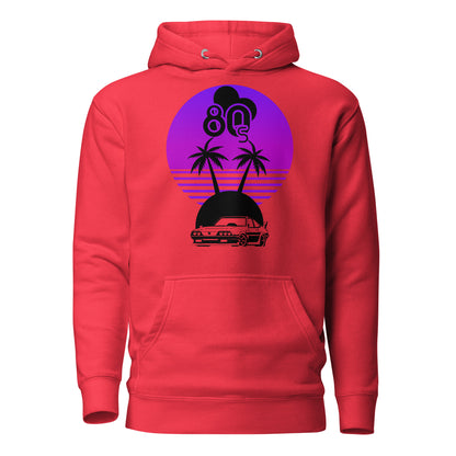 Vaporwave Sunset Unisex Hoodie with retro 80s synthwave design by Hipyfi Clothes & Design. team-red-front-2