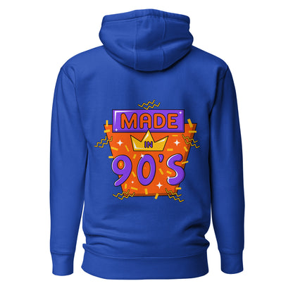 Back to 90s retro unisex graphic hoodie with colorful vintage design – Hipyfi Clothes & Design. team-royal-back-2