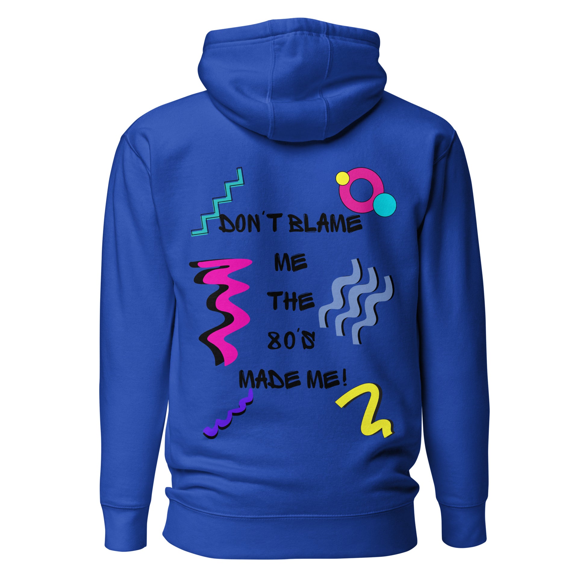 Unisex 80s graphic hoodie with retro slogan – Made in the 80s Vibes by Hipyfi Clothes & Design. team-royal-back-2