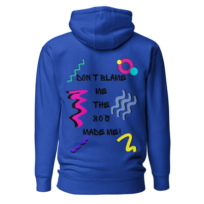 Unisex 80s graphic hoodie with retro slogan – Made in the 80s Vibes by Hipyfi Clothes & Design. team-royal-back-2