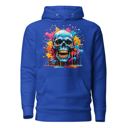 Blue Skull Splash Unisex Streetwear Hoodie by Hipyfi – Digital Art and Graffiti Style. team-royal-front-2