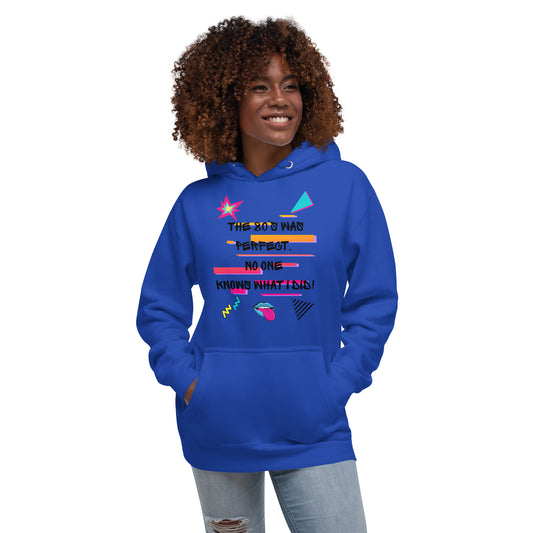 Unisex retro 80s graffiti hoodie with neon colors and streetwear design by Hipyfi Clothes & Design team-royal-front