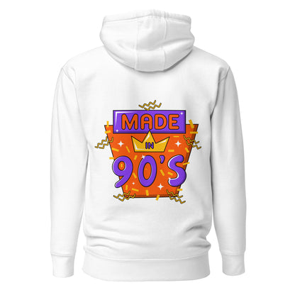 Back to 90s retro unisex graphic hoodie with colorful vintage design – Hipyfi Clothes & Design. white-back-2