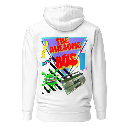 Hipyfi Premium 80s Neon Graphic Hoodie – Unisex Retro Pop Culture Design, Vibrant 80s-inspired geometric graphics. white-back-2