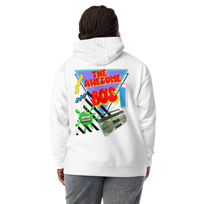Hipyfi Premium 80s Neon Graphic Hoodie – Unisex Retro Pop Culture Design, Vibrant 80s-inspired geometric graphics. white-back