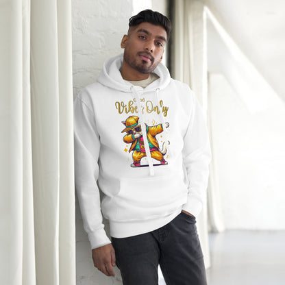 Unisex Good Vibes Cat Hoodie featuring a dabbing cat in hip-hop streetwear – premium graphic hoodie by Hipyfi Clothes & Design. white-front