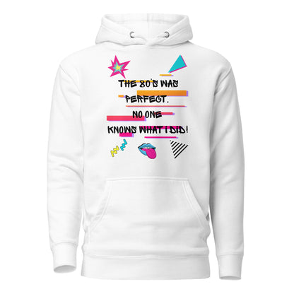 Unisex retro 80s graffiti hoodie with neon colors and streetwear design by Hipyfi Clothes & Design white-front-2