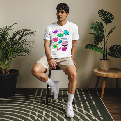 Hipyfi Unisex Eco-Friendly Retro Graphic Tee – 80s Pop Art Design, Recycled Materials, Casual Streetwear. white-front-2