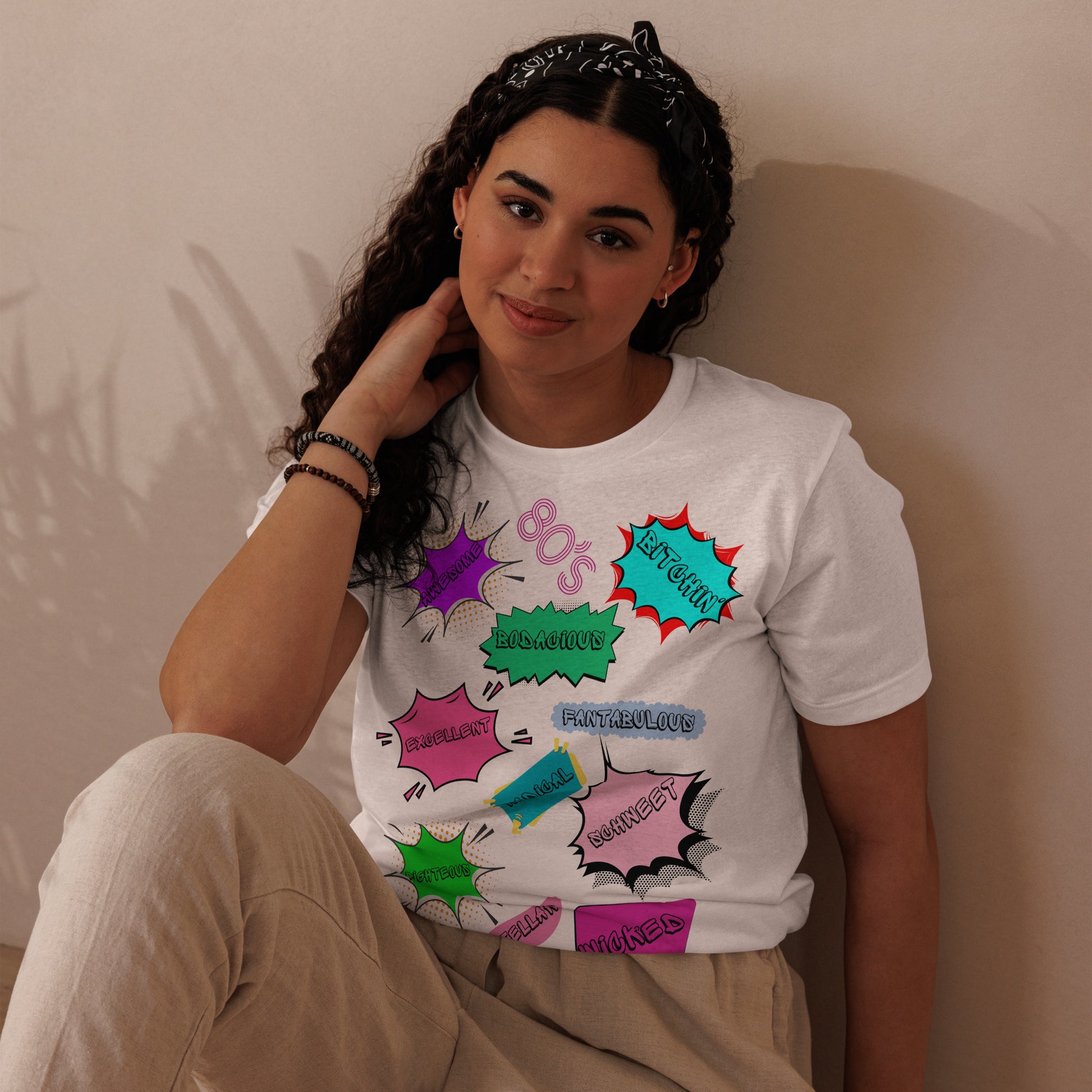 Hipyfi Unisex Eco-Friendly Retro Graphic Tee – 80s Pop Art Design, Recycled Materials, Casual Streetwear. white-front-3