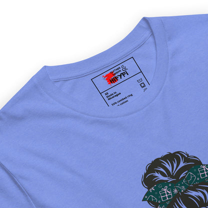 Empowered Mama unisex graphic t-shirt with 'Mind Your Own Motherhood' design – Hipyfi Clothes & Design.  heather-columbia-blue-product-details