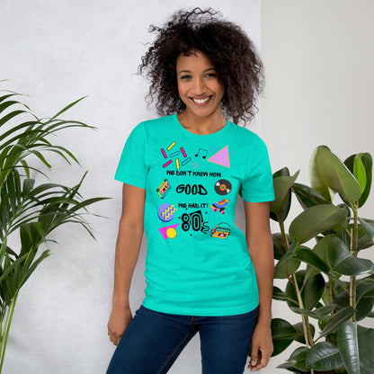 Unisex 80s retro graphic t-shirt with vintage pop culture design by Hipyfi Clothes & Design.