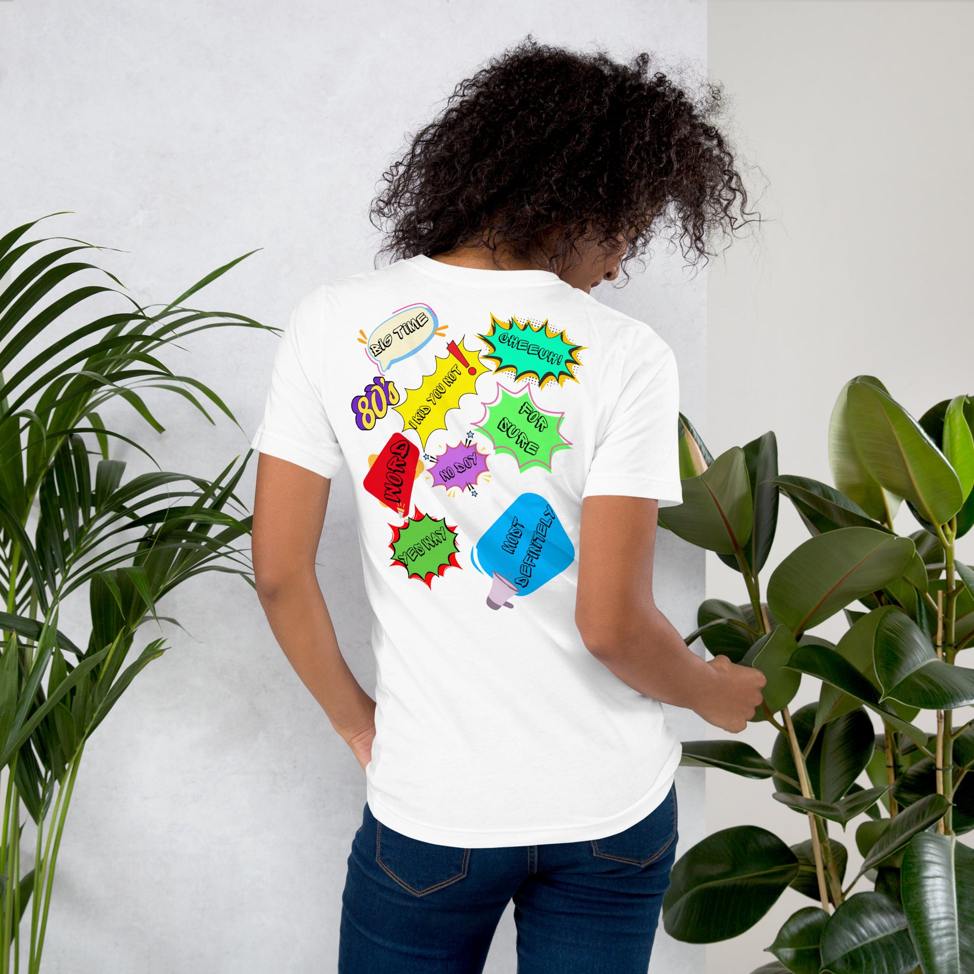 Unisex Retro 80s Pop Art Slang T-Shirt with Colorful Comic Speech Bubbles – Hipyfi Clothes & Design. Back-2