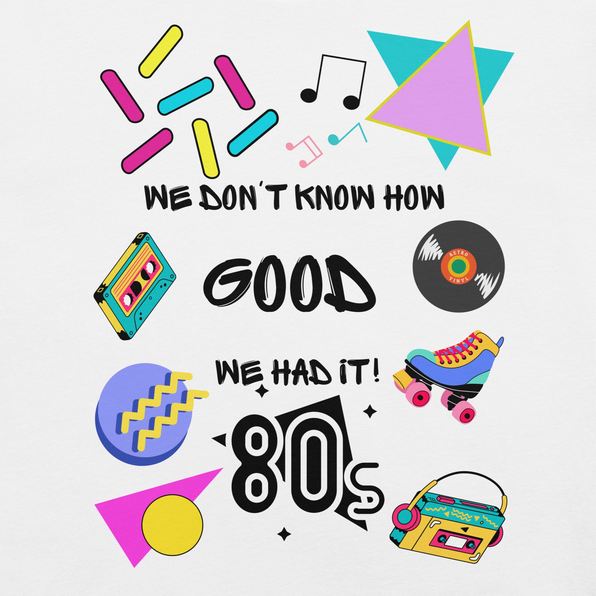 Unisex 80s retro graphic t-shirt with vintage pop culture design by Hipyfi Clothes & Design. Front