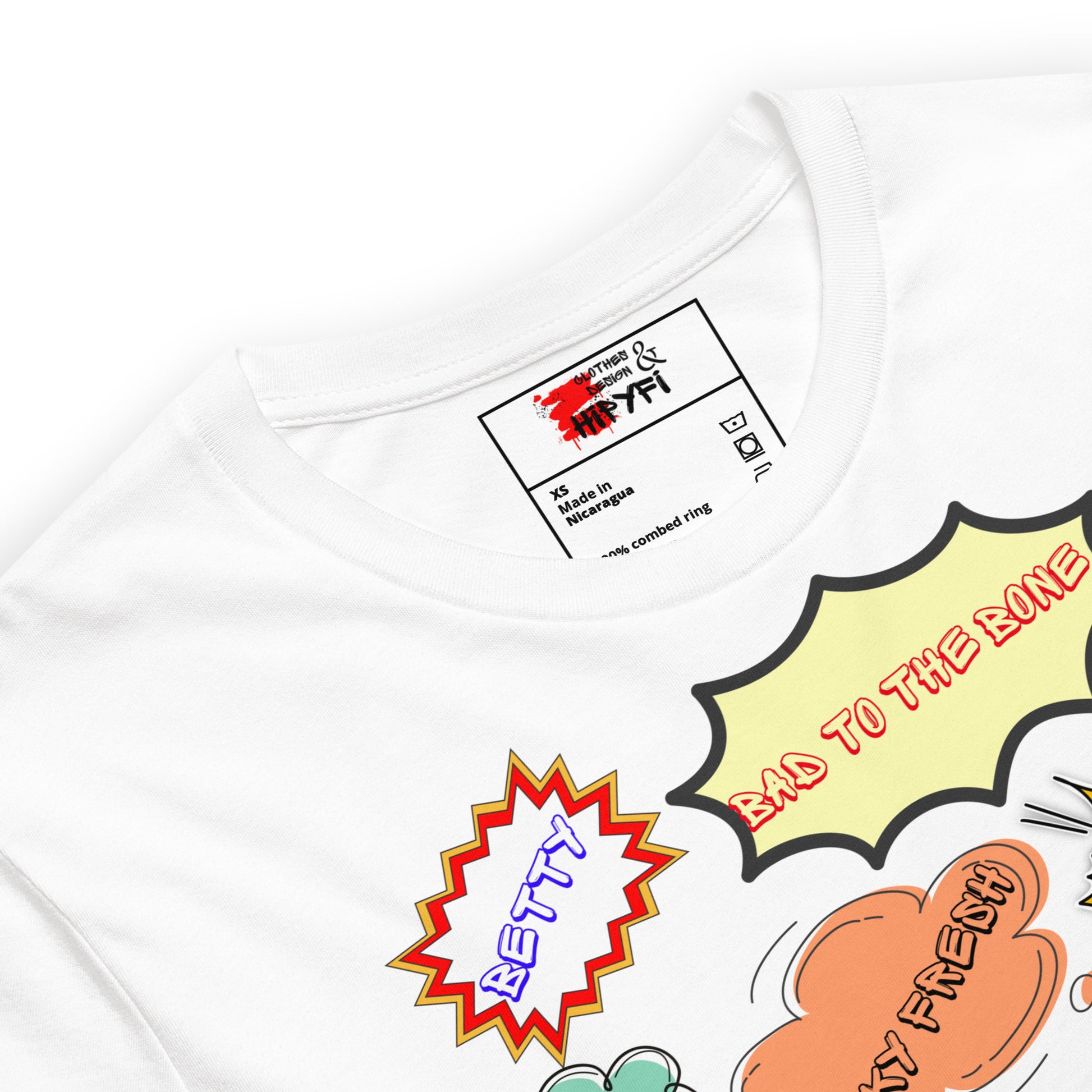 Unisex Retro 80s Pop Art Slang T-Shirt with Colorful Comic Speech Bubbles – Hipyfi Clothes & Design. product-details