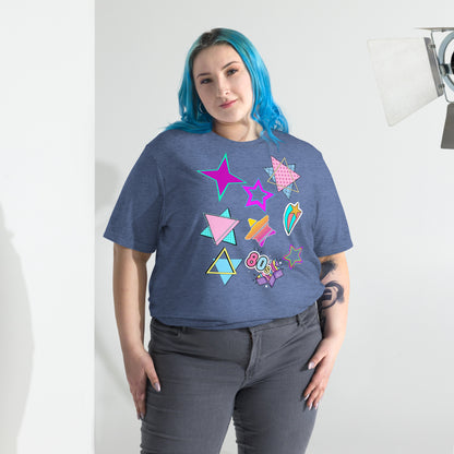 Unisex Retro 80s T-Shirt with Neon Pop Art Graphic – Hipyfi Tri-Blend Tee. blue-triblend-front