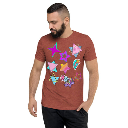 Unisex Retro 80s T-Shirt with Neon Pop Art Graphic – Hipyfi Tri-Blend Tee. clay-triblend-front-2