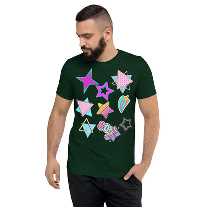 Unisex Retro 80s T-Shirt with Neon Pop Art Graphic – Hipyfi Tri-Blend Tee. emerald-triblend-front-2