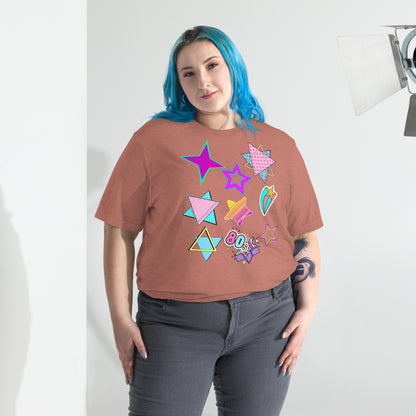 Unisex Retro 80s T-Shirt with Neon Pop Art Graphic – Hipyfi Tri-Blend Tee. mauve-triblend-front