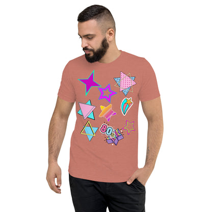 Unisex Retro 80s T-Shirt with Neon Pop Art Graphic – Hipyfi Tri-Blend Tee. mauve-triblend-front-2