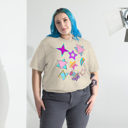 Unisex Retro 80s T-Shirt with Neon Pop Art Graphic – Hipyfi Tri-Blend Tee. oatmeal-triblend-front