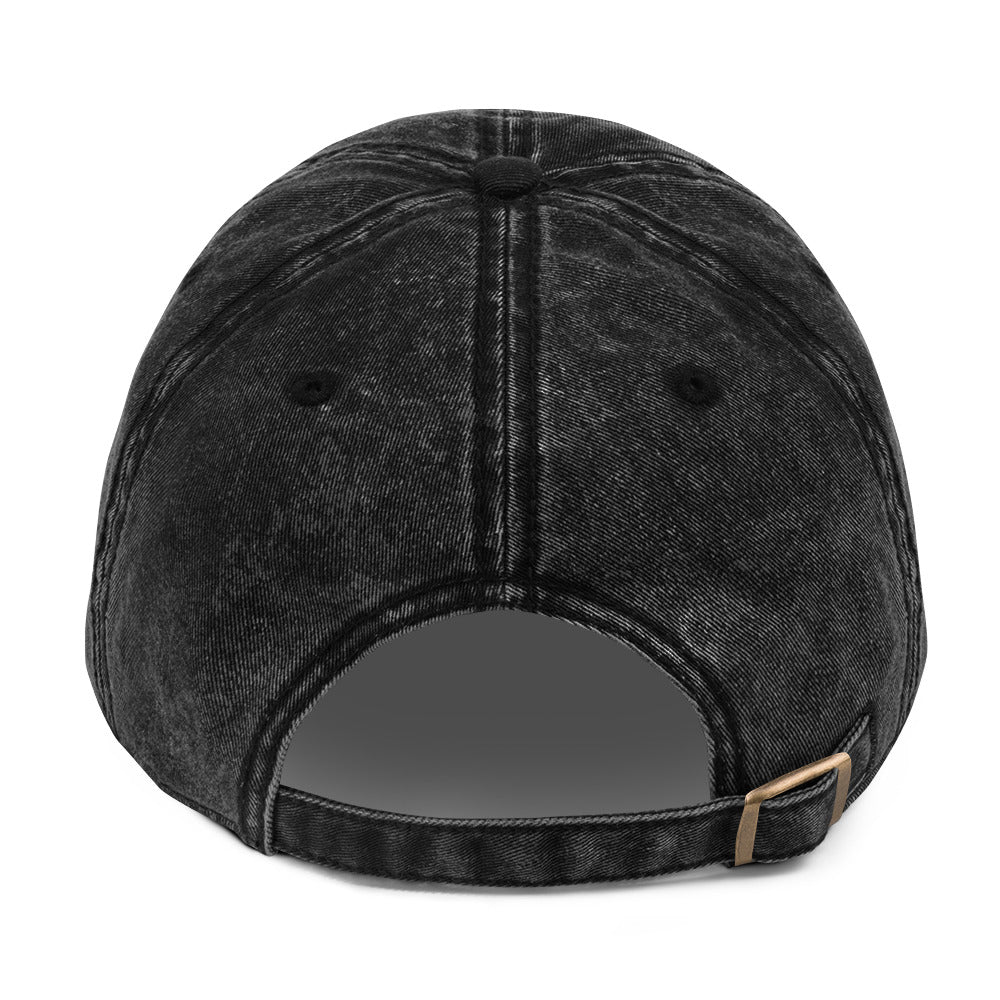 Vintage cotton twill dad cap with embroidered Hipyfi Clothes & Design logo in charcoal grey Back-3