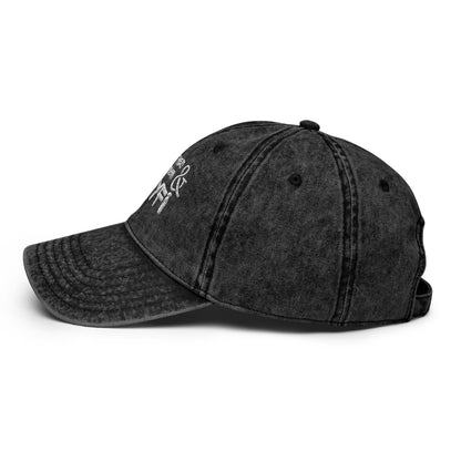 Vintage cotton twill dad cap with embroidered Hipyfi Clothes & Design logo in charcoal grey Left-3