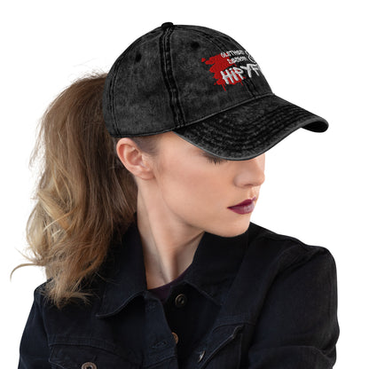 Vintage cotton twill dad cap with embroidered Hipyfi Clothes & Design logo in charcoal grey Right-front