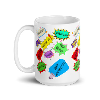 Retro 80s Slang Ceramic Mug with Bold Pop Art Comic Design – Hipyfi Clothes & Design 15-oz-handle-on-left