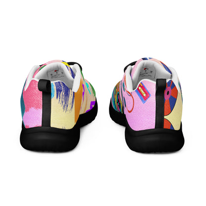 Hipyfi 80s Retro Pop Women's Running Sneakers – colorful athletic shoes with vintage 1980s design. black-back-2