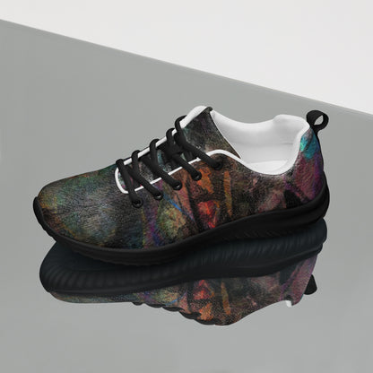 Vibrant Chromatic Dreams women's athletic shoes with abstract multicolor design, breathable mesh upper, and lightweight EVA sole by HipyFi. black-left-2