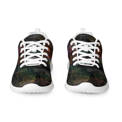 Vibrant Chromatic Dreams women's athletic shoes with abstract multicolor design, breathable mesh upper, and lightweight EVA sole by HipyFi. white-front-5