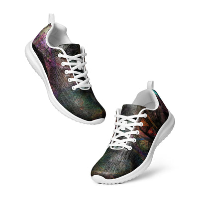 Vibrant Chromatic Dreams women's athletic shoes with abstract multicolor design, breathable mesh upper, and lightweight EVA sole by HipyFi. white-front-4