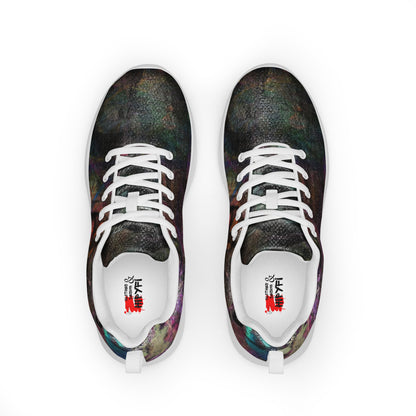 Vibrant Chromatic Dreams women's athletic shoes with abstract multicolor design, breathable mesh upper, and lightweight EVA sole by HipyFi. white-front-6