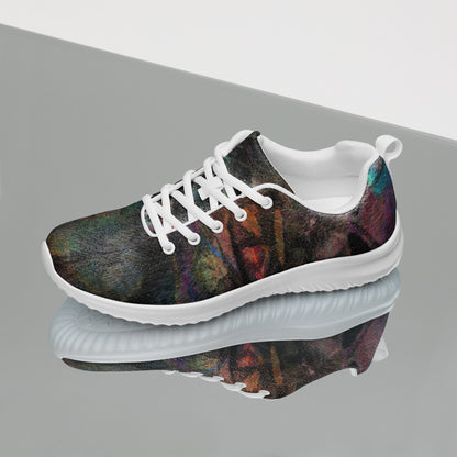 Vibrant Chromatic Dreams women's athletic shoes with abstract multicolor design, breathable mesh upper, and lightweight EVA sole by HipyFi. white-left-2