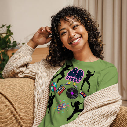 Women's 80s Graphic T-Shirt with Retro Pop Culture Design – Relaxed Fit by Hipyfi Clothes & Design. leaf-front
