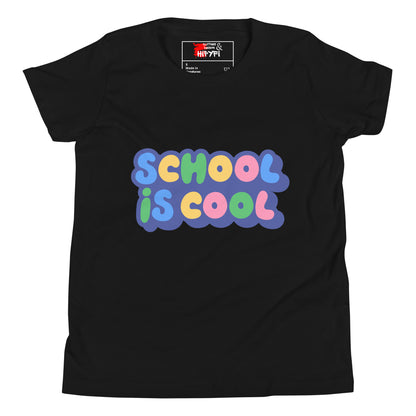 School Is Cool kids graphic t-shirt – colorful youth back to school tee by Hipyfi Clothes & Design Black-2