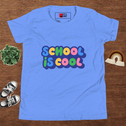 School Is Cool kids graphic t-shirt – colorful youth back to school tee by Hipyfi Clothes & Design Heather Columbia Blue