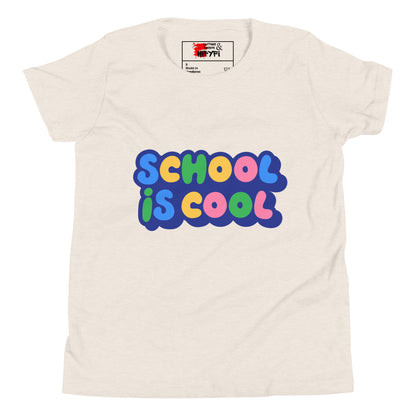 School Is Cool kids graphic t-shirt – colorful youth back to school tee by Hipyfi Clothes & Design Heather Dust-2