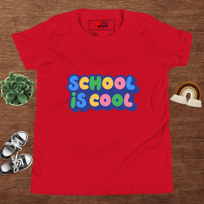 School Is Cool kids graphic t-shirt – colorful youth back to school tee by Hipyfi Clothes & Design Red
