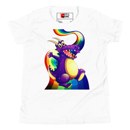 Kids Rainbow Dragon T-Shirt – Purple Fantasy Graphic Tee for Youth by Hipyfi Clothes & Design White